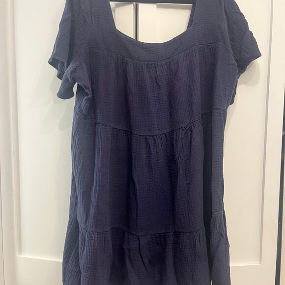 Rails square neck Valentina cotton gauze tiered dress in navy blue - XL - Picture 2 of 8